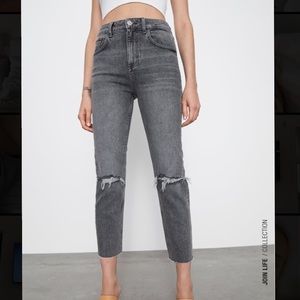 Zara Slim Fit Hi-Rise Ripped Jeans